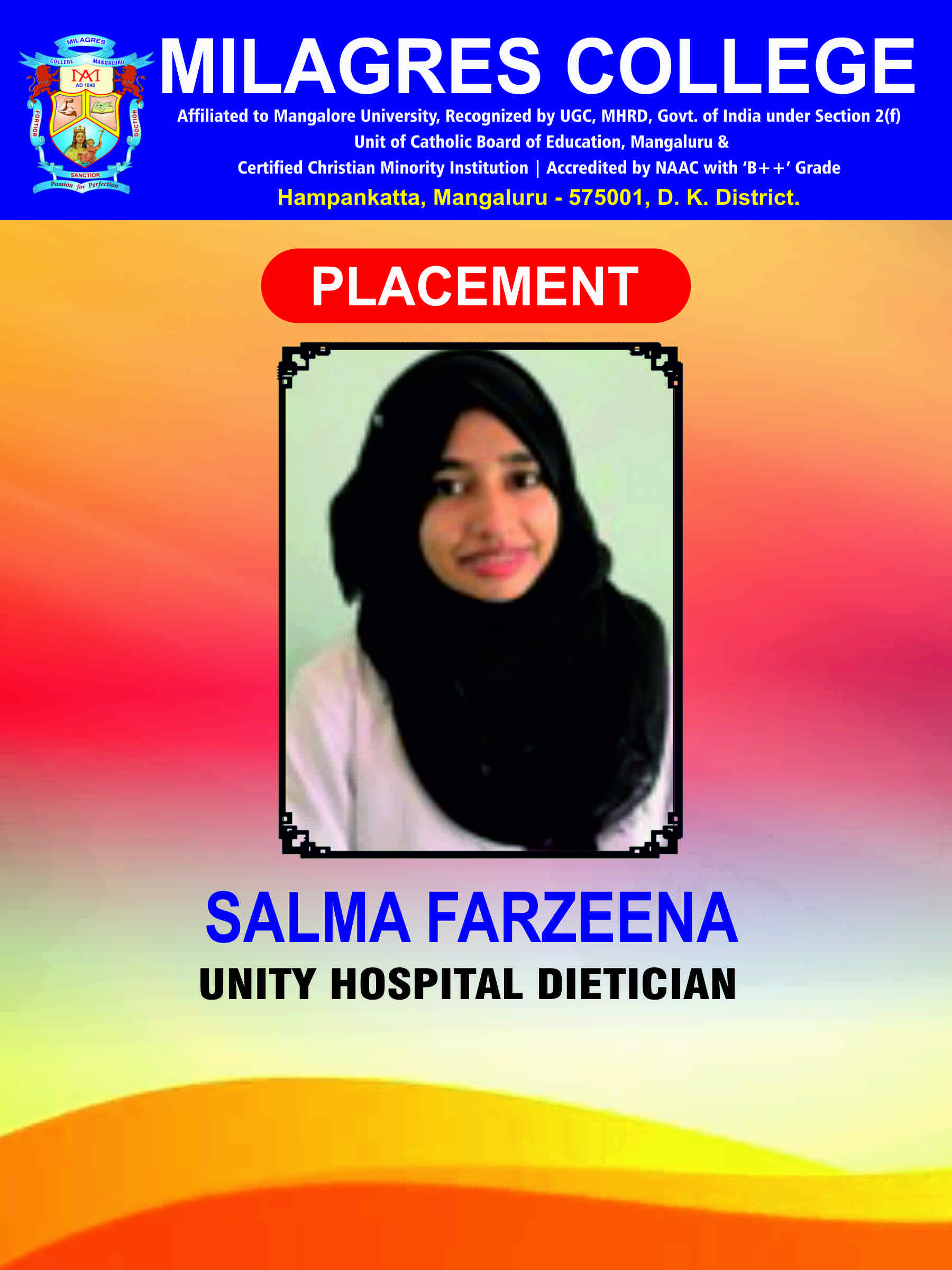 Successfully placed student